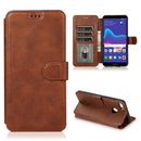 For Huawei Y9 2018 Calf Texture Magnetic Buckle Horizontal Flip Leather Case with Holder & Card Slots & Wallet & Photo Frame(Coffee)