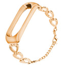 For Xiaomi Mi Band 3 / 4 Metal Heart Shape Replacement Strap Watchband, Color:Rose Gold