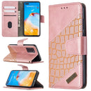 For Huawei P40 Matching Color Crocodile Texture Horizontal Flip PU Leather Case with Holder & Card Slots & Wallet(Rose Gold)