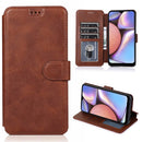 For Samsung Galaxy A10s Calf Texture Magnetic Buckle Horizontal Flip Leather Case with Holder & Card Slots & Wallet & Photo Frame(Coffee)