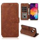 For Samsung Galaxy A30 Calf Texture Magnetic Buckle Horizontal Flip Leather Case with Holder & Card Slots & Wallet & Photo Frame(Coffee)