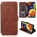 For Samsung Galaxy A50s Calf Texture Magnetic Buckle Horizontal Flip Leather Case with Holder & Card Slots & Wallet & Photo Frame(Coffee)