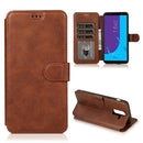 For Samsung Galaxy J8(2018) Calf Texture Magnetic Buckle Horizontal Flip Leather Case with Holder & Card Slots & Wallet & Photo Frame(Coffee)