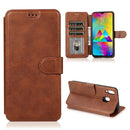 For Samsung Galaxy M20 Calf Texture Magnetic Buckle Horizontal Flip Leather Case with Holder & Card Slots & Wallet & Photo Frame(Coffee)