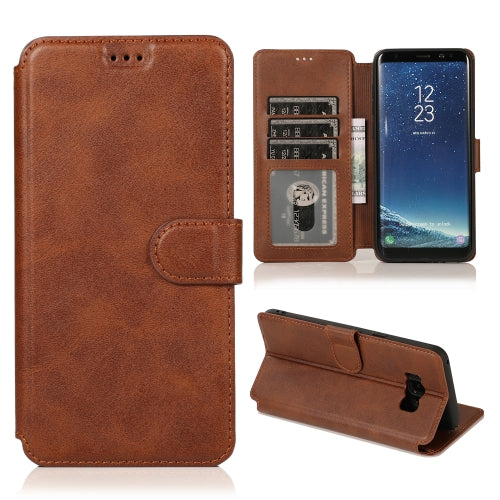 For Samsung Galaxy S8 Plus Calf Texture Magnetic Buckle Horizontal Flip Leather Case with Holder & Card Slots & Wallet & Photo Frame(Coffee)