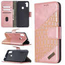 For Samsung Galaxy A11 / M11 Matching Color Crocodile Texture Horizontal Flip PU Leather Case with Wallet & Holder & Card Slots(Rose Gold)