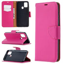 For Samsung Galaxy A21s Pure Color Horizontal Flip PU Leather Case with Holder & Card Slots & Wallet & Lanyard(Rose Red)