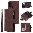 For Samsung Galaxy A21s Multifunctional Horizontal Flip Leather Case, with Card Slot & Holder & Zipper Wallet & Photo Frame(Coffee)