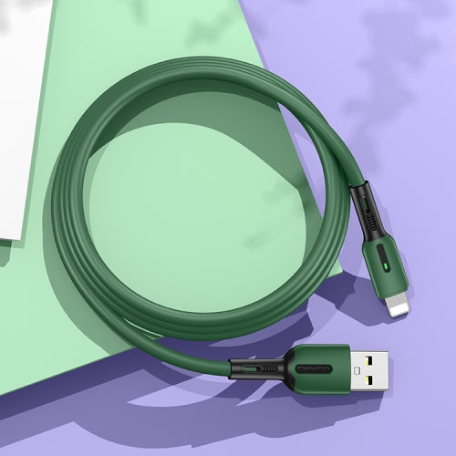 USAMS US-SJ431 U51 8 Pin to USB Silicone Data Cable with Light, Cable Length: 1m(Dark Green)