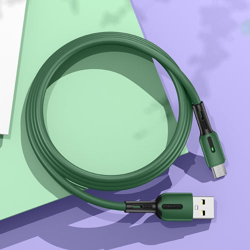 USAMS US-SJ432 U51 Micro USB to USB Silicone Data Cable with Light, Cable Length: 1m(Dark Green)