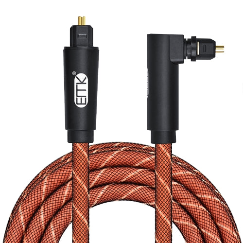 EMK 90 Degree Swivel Adjustable Right Angled 360 Degrees Rotatable Pulg Nylon Woven Mesh Optical Audio Cable, Cable Length:1m(Orange)