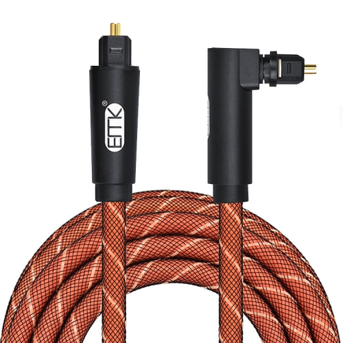 EMK 90 Degree Swivel Adjustable Right Angled 360 Degrees Rotatable Pulg Nylon Woven Mesh Optical Audio Cable, Cable Length:1.5m(Orange)