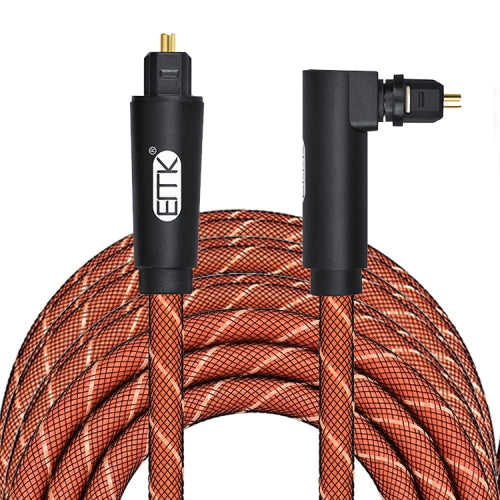 EMK 90 Degree Swivel Adjustable Right Angled 360 Degrees Rotatable Pulg Nylon Woven Mesh Optical Audio Cable, Cable Length:5m(Orange)