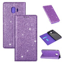 For Samsung Galaxy J4 (2018) Ultrathin Glitter Magnetic Horizontal Flip Leather Case with Holder & Card Slots(Purple)