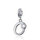 S925 Sterling Silver 26 English Letter Pendant DIY Bracelet Necklace Accessories, Style:O