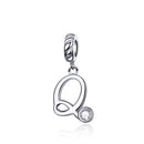S925 Sterling Silver 26 English Letter Pendant DIY Bracelet Necklace Accessories, Style:Q