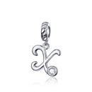 S925 Sterling Silver 26 English Letter Pendant DIY Bracelet Necklace Accessories, Style:X