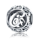 S925 Sterling Silver 26 English Letter Beads DIY Bracelet Necklace Accessories, Style:C