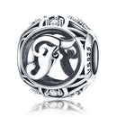 S925 Sterling Silver 26 English Letter Beads DIY Bracelet Necklace Accessories, Style:F