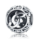 S925 Sterling Silver 26 English Letter Beads DIY Bracelet Necklace Accessories, Style:G