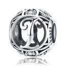 S925 Sterling Silver 26 English Letter Beads DIY Bracelet Necklace Accessories, Style:I