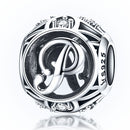 S925 Sterling Silver 26 English Letter Beads DIY Bracelet Necklace Accessories, Style:P