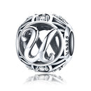 S925 Sterling Silver 26 English Letter Beads DIY Bracelet Necklace Accessories, Style:U
