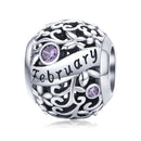 S925 Sterling Silver 12 Birthstone DIY Bracelet Necklace Accessories, Style:February