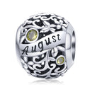 S925 Sterling Silver 12 Birthstone DIY Bracelet Necklace Accessories, Style:August