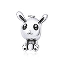 S925 Sterling Silver Pendant Easter Bunny Beads DIY Bracelet Necklace Accessories