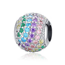 Pure Silver Beaded Colored Zircon S925, Platinum Plated, With Round Loose Beads