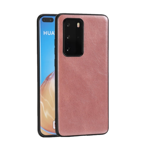 For Huawei P40 Crazy Horse Textured Calfskin PU+PC+TPU Case(Rose Gold)