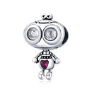 S925 Sterling Silver Pendant Robot and Love Beads DIY Bracelet Necklace Accessories