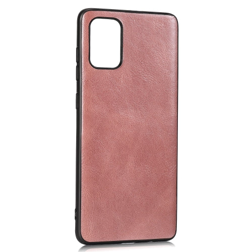 For Samsung Galaxy A71 Crazy Horse Textured Calfskin PU+PC+TPU Case(Rose Gold)