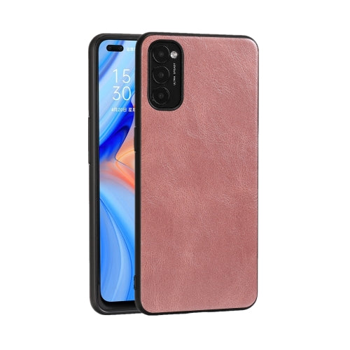 For OPPO Reno4 Pro Crazy Horse Textured Calfskin PU+PC+TPU Case(Rose Gold)