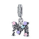 S925 Sterling Silver Letter M Pendent DIY Bracelet Necklace Accessories