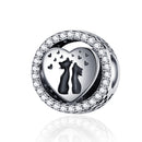 S925 Sterling Silver Love Cat Hollow Heart Beads DIY Bracelet Necklace Accessories