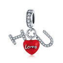 I LOVE ULetter S925 Sterling Silver DIY Pendant Necklace Accessories