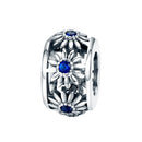 S925 Pure Silver DIY Bracelet Accessories Plant Blue Daisy Spacer