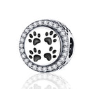 S925 Sterling Silver Black Pet Paw Print Beads DIY Bracelet Necklace Accessories