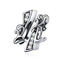 S925 Sterling Silver Relief Number Series 0-9 Beads DIY Bracelet Necklace Accessories, Style:4