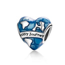 S925 Sterling Silver Blue Heart Shaped Happy Journey Beads DIY Bracelet Necklace Accessories