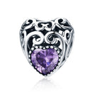 S925 Sterling Silver 12 Birthstone Beads DIY Bracelet Necklace Accessories, Style:February