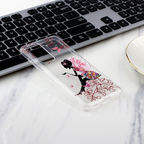 For Huawei P40 Coloured Drawing Pattern Highly Transparent TPU Protective Case(Butterfly Girl)