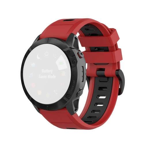 For Garmin Fenix 6X Silicone Two-color Strap(Red Black)