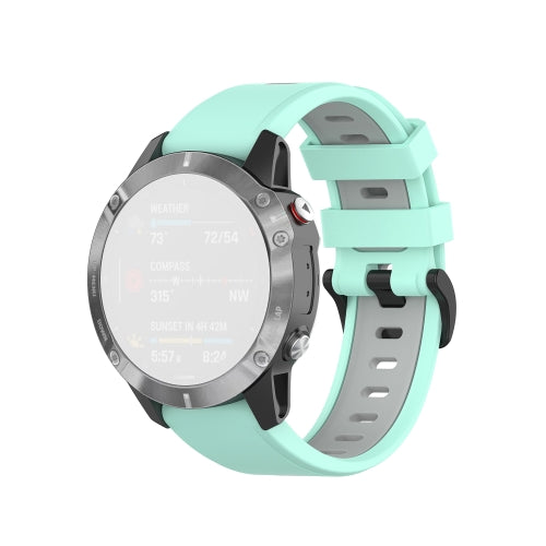 For Garmin Fenix 6 Silicone Two-color Strap(Teal Grey)