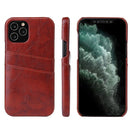 For iPhone 12 / 12 Pro Fierre Shann Retro Oil Wax Texture PU Leather Case with Card Slots(Brown)