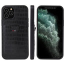 For iPhone 12 mini Fierre Shann Crocodile Texture PU Leather Protective Case with Card Slot(Black)