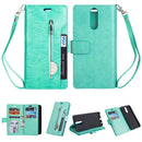 For Huawei Mate 10 Lite / Maimang 6 Multifunctional Zipper Horizontal Flip Leather Case with Holder & Wallet & 9 Card Slots & Lanyard(Mint Green)