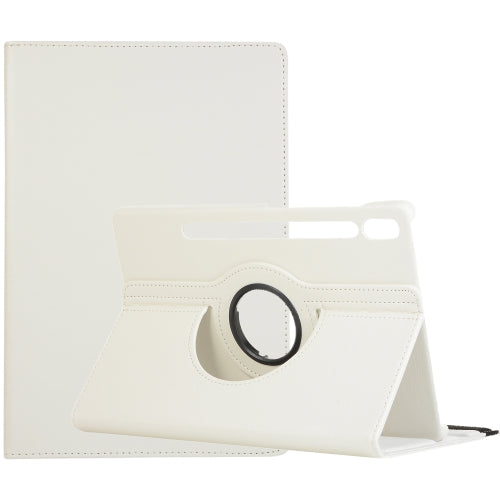For Samsung Galaxy Tab S7 T870 (2020) Litchi Texture Horizontal Flip 360 Degrees Rotation Leather Case with Holder(White)